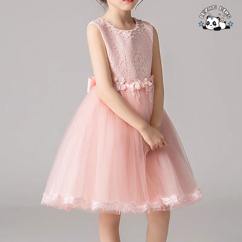 LEZONKIDS - Children's Dress Beaded Fancy Party Flower Dress Frocks Designs Tulle Flower Dresses